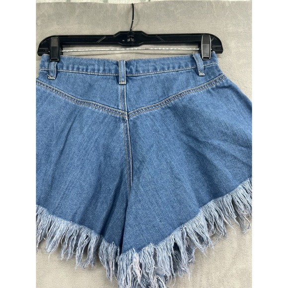 New Free People Harlie Denim Shorties Size 25 Fringe High Rise Jean Shorts - Picture 5 of 7